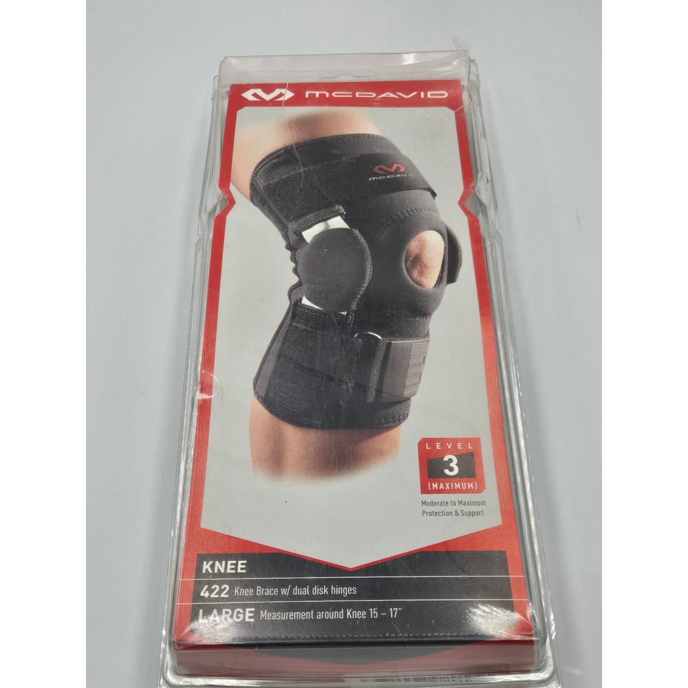 McDavid 422 Knee Brace Large Dual Disk Hinges Level 3 Support Black 15-17in